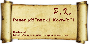 Pesenyánszki Kornél névjegykártya